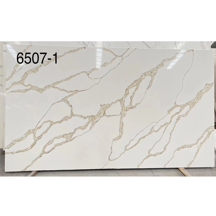 Prefab Quartz Kitchen Countertop Italian Design Calacatta Marble Grey Veins White Calcutta Quartz Slab